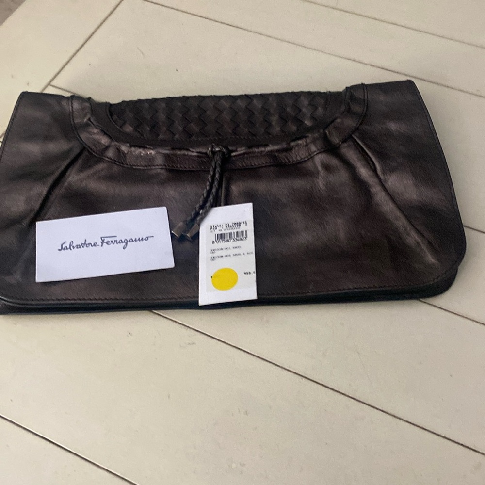 Salvatore Ferragamo magnetic closure clutch bag NWT# 28